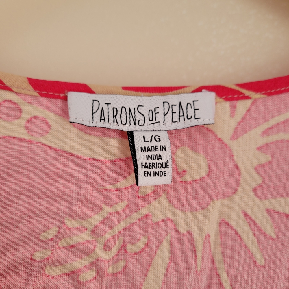 Patrons of Peace Magenta and Cream Floral Maxi Wrap Dress Size L - Picture 3 of 15